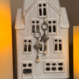 Handmade Sterling Silver and Pearl Drop Earrings